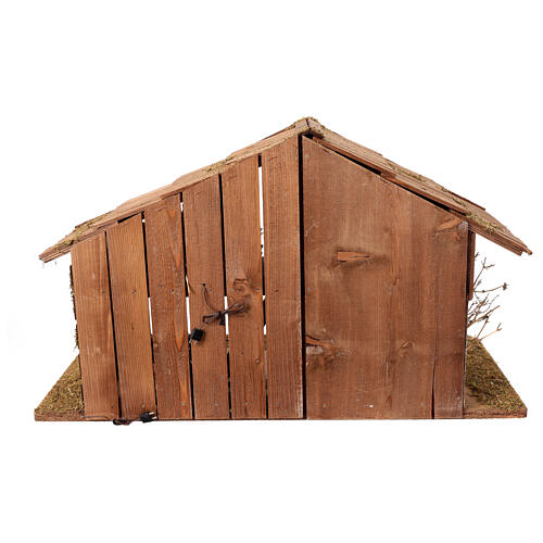 Stall aus Holz mit Figuren, für 10-cm-Krippe – 35 × 60 × 30 cm 10