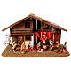 Wooden nativity stable with 10 cm statues 35x60x30 cm s1