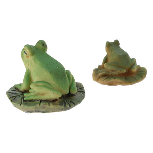 Set of 2 frogs, resin, for 10-12 cm Nativity Scene 3