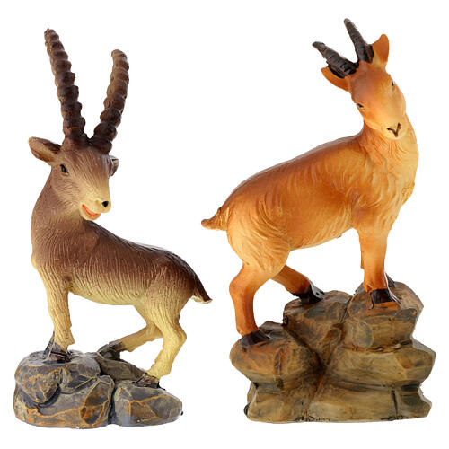Camoscio e stambecco in resina 10 cm per presepe 12-14 cm 1
