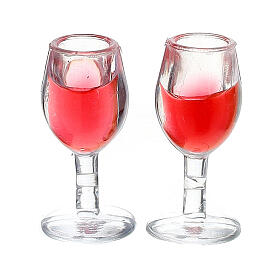 Set of 2 full glasses 3 cm nativity scene 8-10 cm