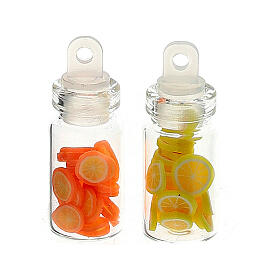 Set of 2 orange and lemon fruit jars 2.5 cm DIY nativity scene 8-10 cm