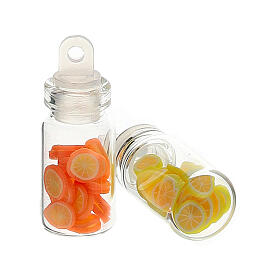 Set of 2 orange and lemon fruit jars 2.5 cm DIY nativity scene 8-10 cm