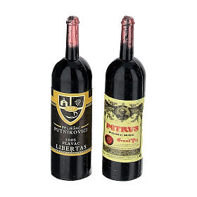 Set of 2 pcs wine bottles 5 cm in PVC nativity scene 8-10 cm