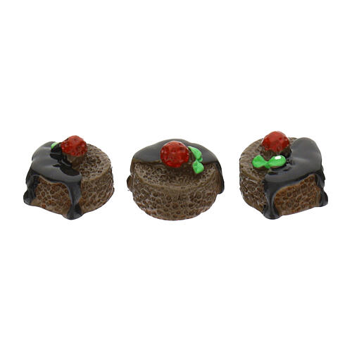 Trio of chocolate cakes 1.5 cm nativity scene 8-10 cm 1