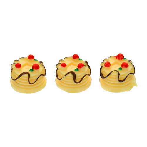 Confezione 3 pezzi torte gialle 1,5 cm presepe 8-10 cm 1