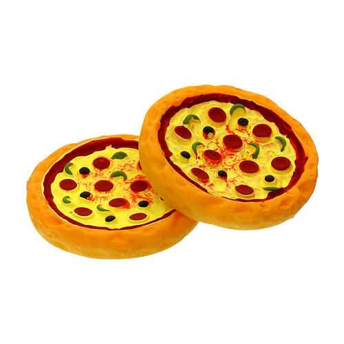 Set of 2 resin pizzas, 3 cm, for 8-10 cm Nativity Scene 2