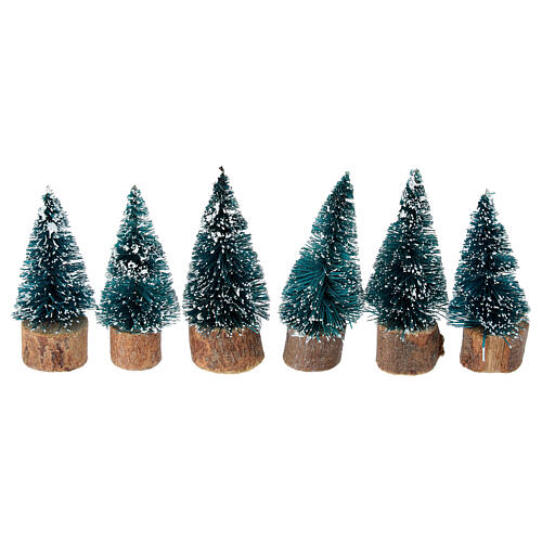 Set 6 pcs sapins enneigés 5 cm crèche 4-6 cm 1