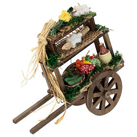 Obst- und Gemüsewagen aus Holz und Terrakotta – geeignet für 16–18 cm Krippe
