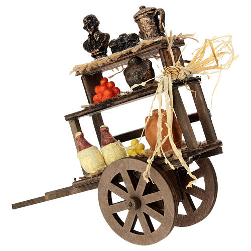 Carretto alimenti misto 15x15x5 cm presepe 16-18 cm 2