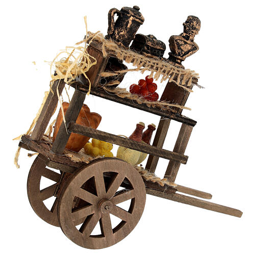 Carretto alimenti misto 15x15x5 cm presepe 16-18 cm 3