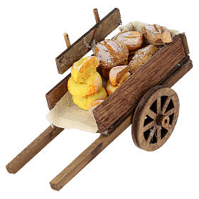 Wooden cart with bread, 8x10x5 cm, for 8-10 cm