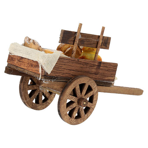 Wooden cart with bread, 8x10x5 cm, for 8-10 cm 4