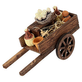 Carrito de madera queso y vino 10x10x5 cm presepe 10-12 cm