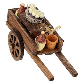 Carrito de madera queso y vino 10x10x5 cm presepe 10-12 cm