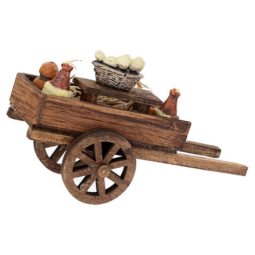 Carrito de madera queso y vino 10x10x5 cm presepe 10-12 cm 4