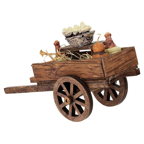 Carretto in legno formaggio e vino 10x10x5 cm presepe 10-12 cm 3
