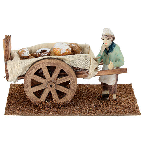 Carretto in legno 5x15x10 cm con fornaio 10 cm 1
