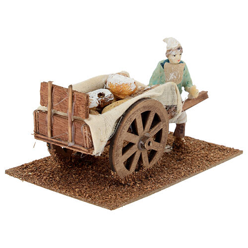 Carretto in legno 5x15x10 cm con fornaio 10 cm 2