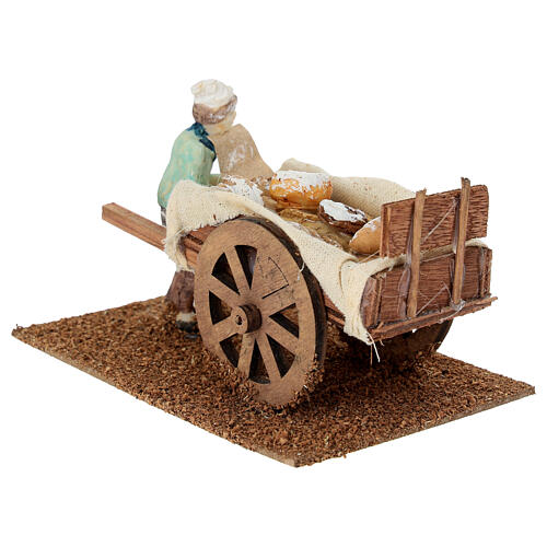Carretto in legno 5x15x10 cm con fornaio 10 cm 4