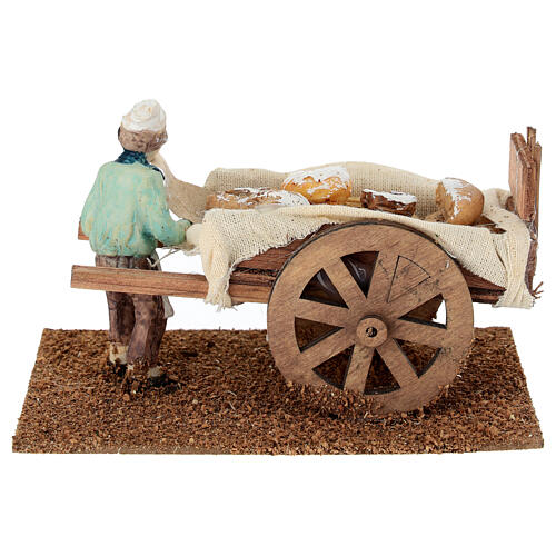 Carretto in legno 5x15x10 cm con fornaio 10 cm 5