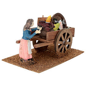 Fishmonger's cart with female figurine, 10x15x10 cm, for 10-12 cm Nativity Scene