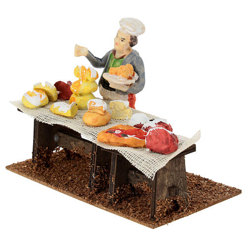Marktstand mit Koch aus Resin 10 × 15 × 10 cm – geeignet für 10 cm Krippe 2