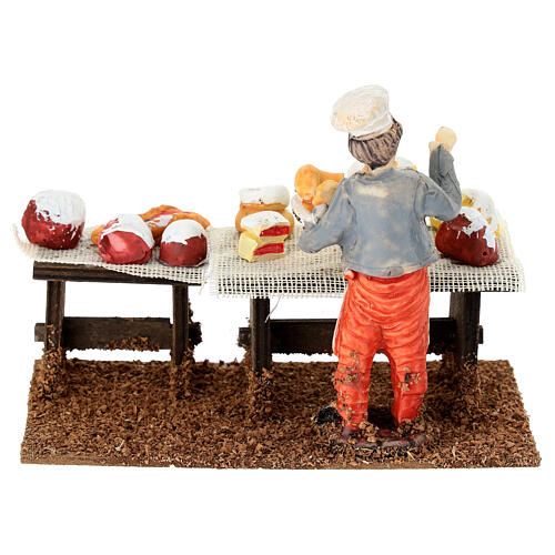 Marktstand mit Koch aus Resin 10 × 15 × 10 cm – geeignet für 10 cm Krippe 6