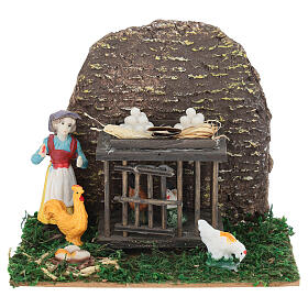 Henhouse with woman, 10x15x10 cm, for 5 cm Nativity Scene