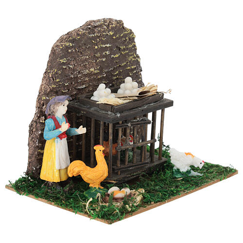 Henhouse with woman, 10x15x10 cm, for 5 cm Nativity Scene 3