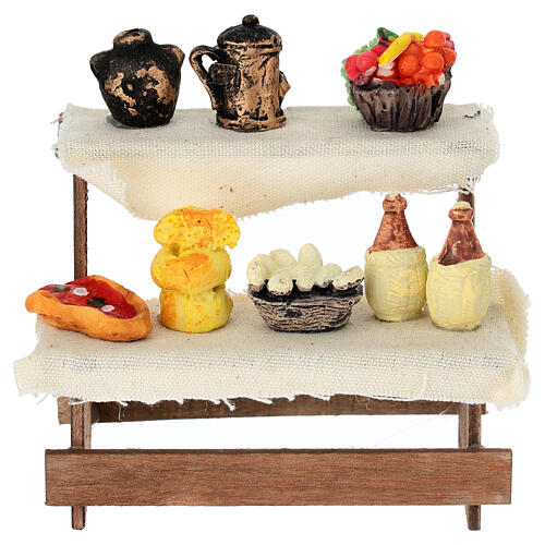 Estante com comida e recipientes 10x10x5 cm presépio 12-14 cm 1