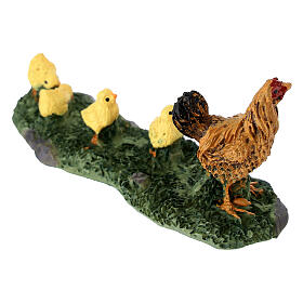 Resin hen and chicks, 5x8x5 cm, for 8-10 cm Nativity Scene