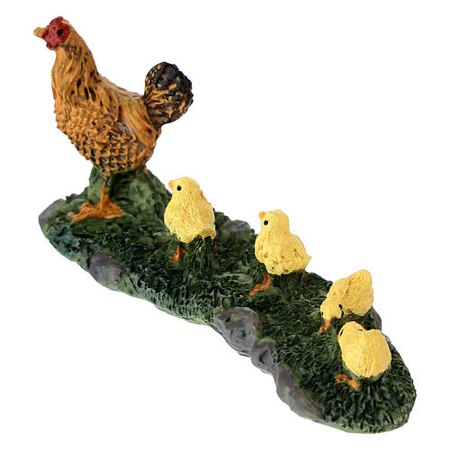 Poule et poussins résine 5x8x5 cm crèche 8-10 cm 3