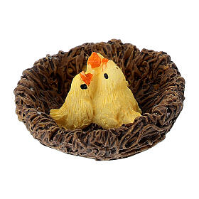 Panier avec poussins en résine 2x3 cm crèche 10-12 cm