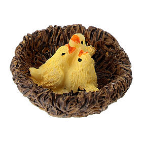 Panier avec poussins en résine 2x3 cm crèche 10-12 cm