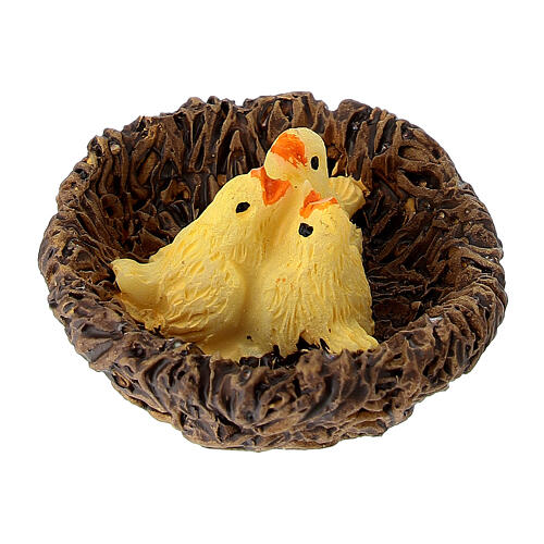 Panier avec poussins en résine 2x3 cm crèche 10-12 cm 2