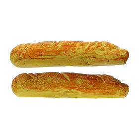 Set of 2 resin loaves of bread, 5 cm, for 8-10 cm Nativity Scene