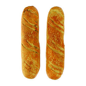 Set 2 filoni di pane 5 cm resina presepe 8-10 cm