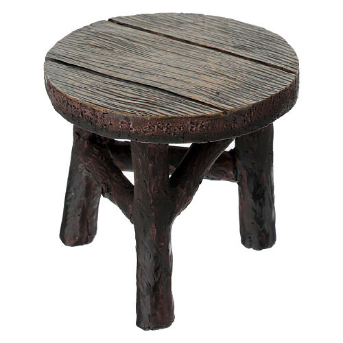 Tisch, rund aus Resin 6×6 cm für Krippe mit 12–14 cm Figuren 2