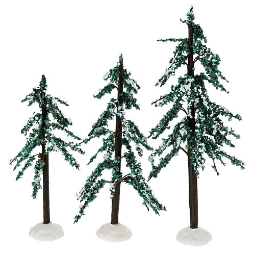 Alberi innevati 20-15-14 cm conf 3 pz. per presepe 8-10 cm 1