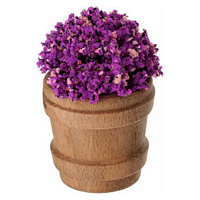 Set 6 vasi in legno con fiori 6x4 cm presepe 12-14 cm