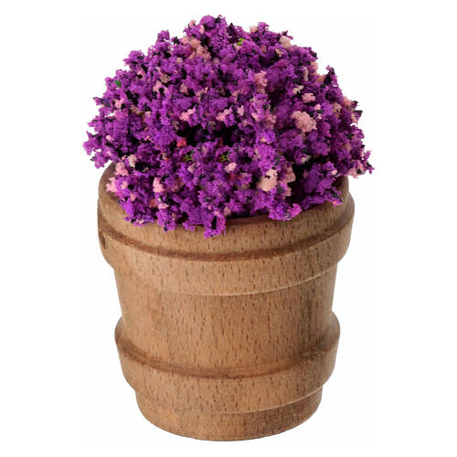 Conjunto 6 vasos de madeira com flores 6x4 cm presépio 12-14 cm 2