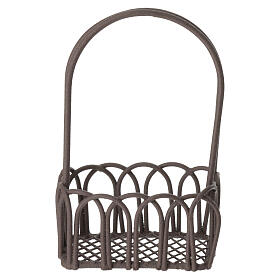 Metal basket with long handles, 6x4 cm, for 20 cm Nativity Scene