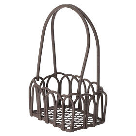 Metal basket with long handles, 6x4 cm, for 20 cm Nativity Scene