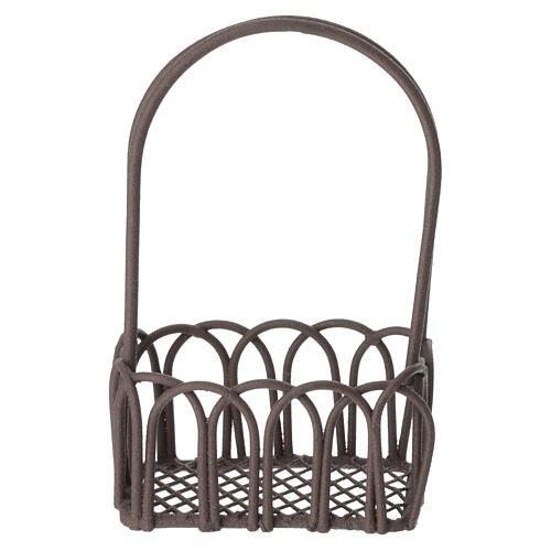 Metal basket with long handles, 6x4 cm, for 20 cm Nativity Scene 1