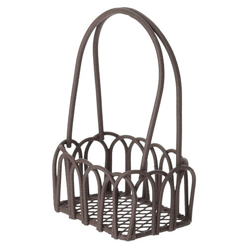 Metal basket with long handles, 6x4 cm, for 20 cm Nativity Scene 2