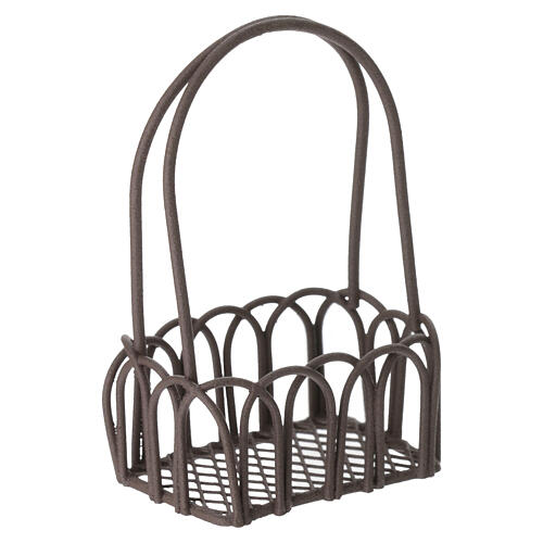 Metal basket with long handles, 6x4 cm, for 20 cm Nativity Scene 3