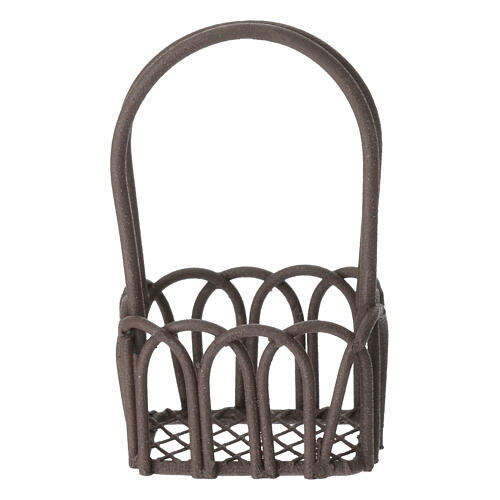 Basket with long handles, 5x3 cm, metal, for 8-10 cm Nativity Scene 1