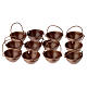 Set 12 cacerolas metal bronceado 2x3 cm belén 8-10 cm s1