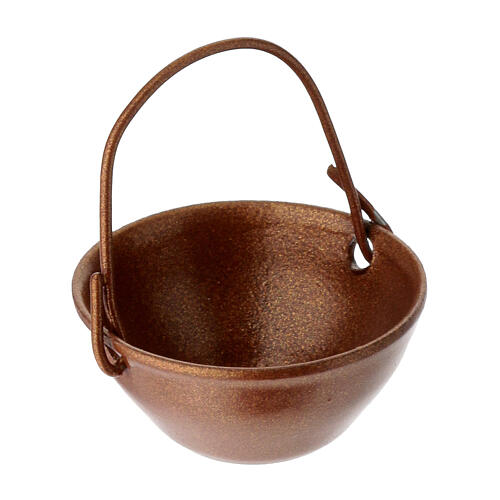 Set of 12 bronzed metal saucepans 2x3 cm nativity scene 8-10 cm 3